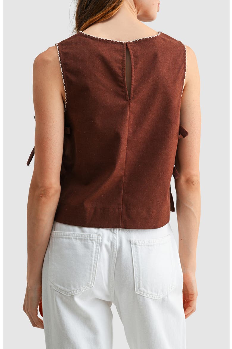 Side Tie Cotton & Linen Shell, Alternate, color, CHOCOLATE OATMEAL