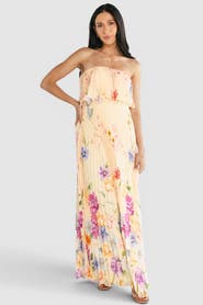 Baltic Børn Bloom Pleated Strapless Maxi Dress