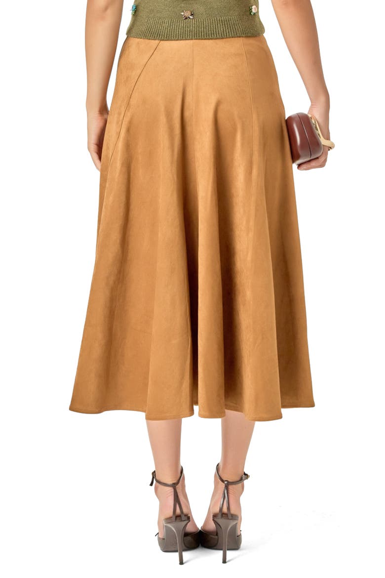 Faux Suede Flared Midi Skirt, Alternate, color, CAMEL