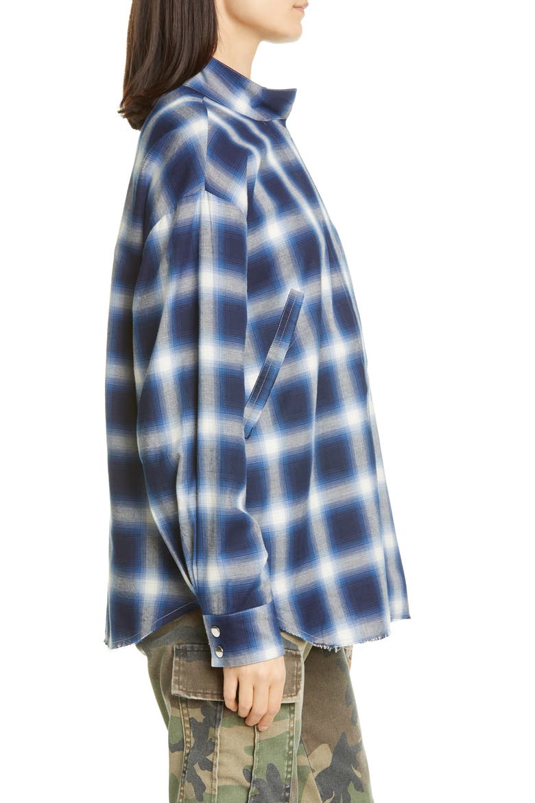 Josie Half Zip Plaid Shirt, Alternate, color, BLUE CHECKS