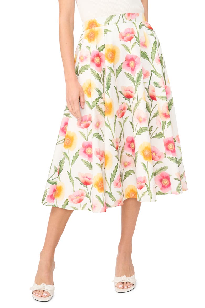 Ida Floral Cotton Skirt, Main, color, ULTRA WHITE