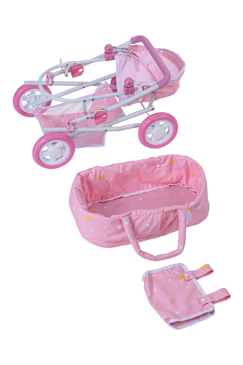 Olivia's Little World Twinkle Stars Princess Deluxe Doll Stroller, Alternate, color, PINK