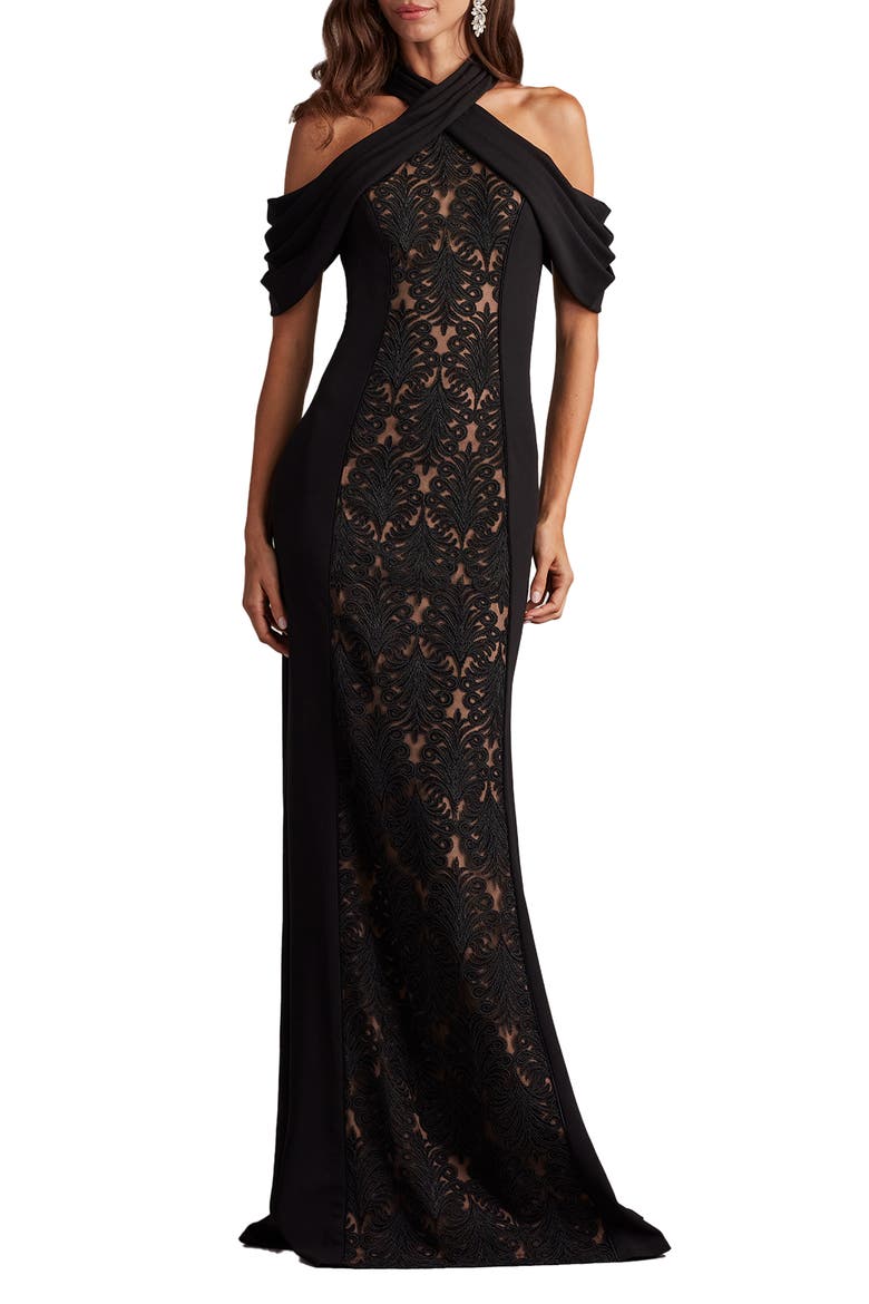 tadashi shoji one shoulder lace dress Verrier One-Shoulder Illusion Gown