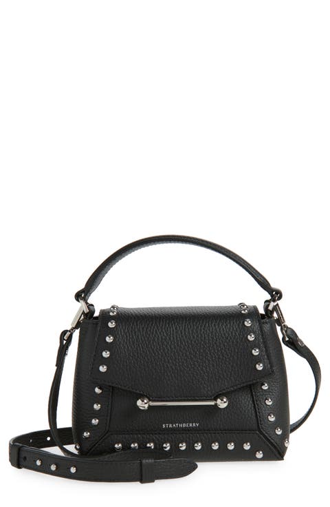Nano Mosaic Studded Leather Top Handle Bag