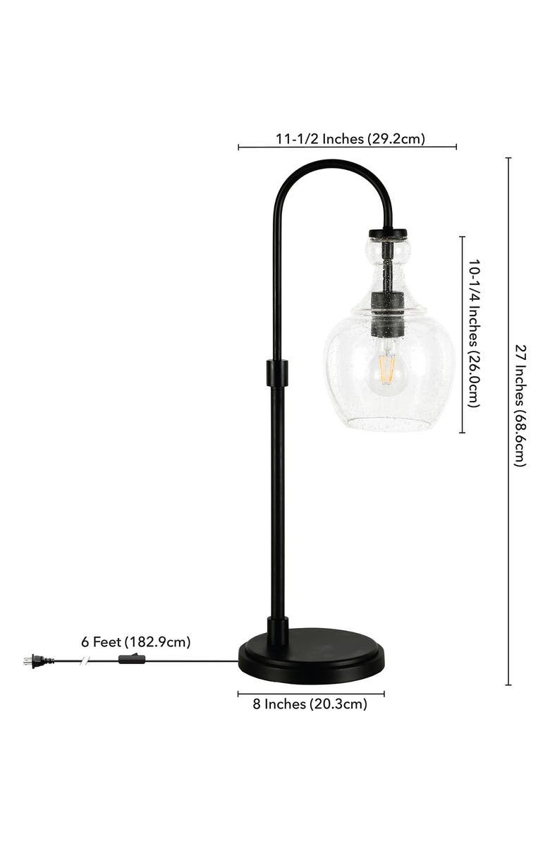 HUDSON AND CANAL Verona Blackened Bronze Arc Table Lamp with Seeded Glass Shade, Alternate, color, 