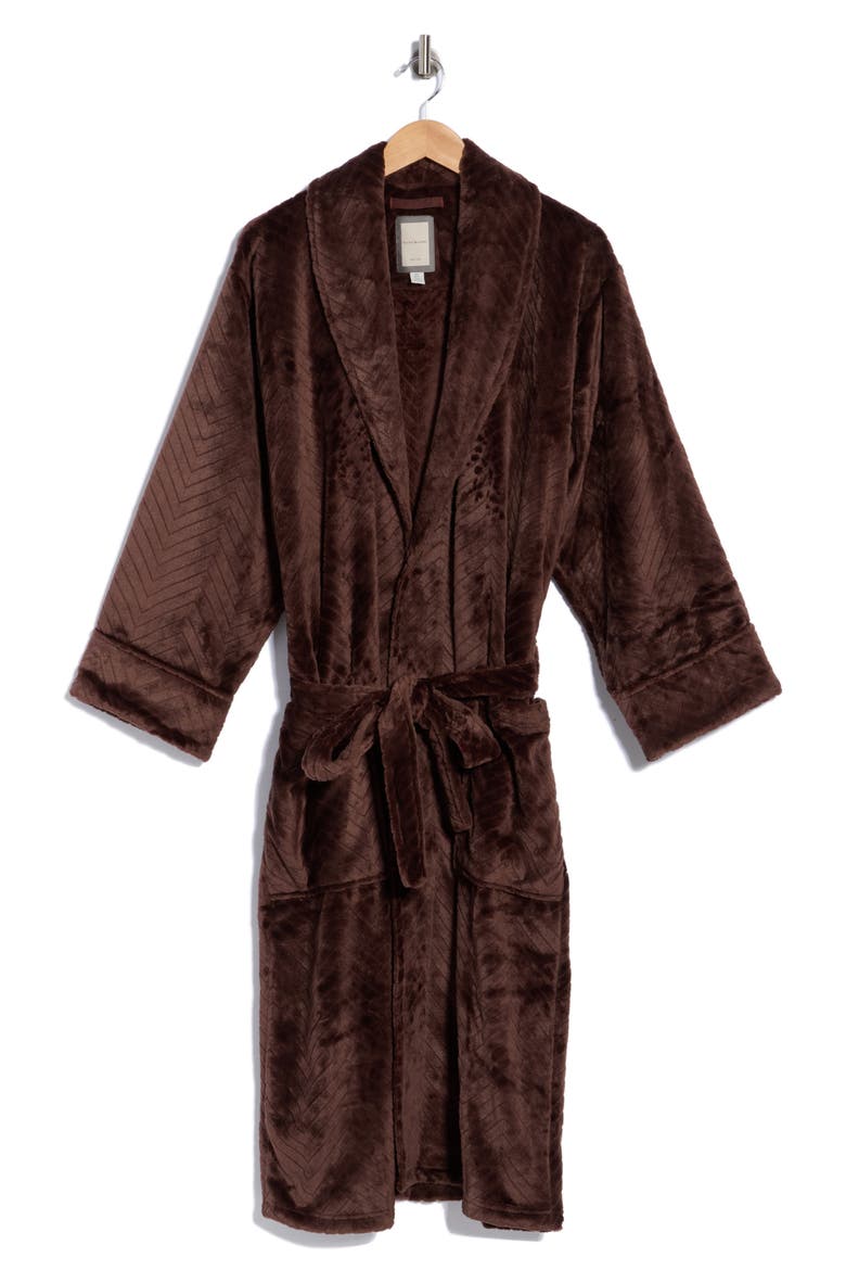 Plush Chevron Robe, Main, color, CHOCOLATE