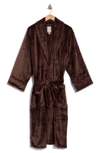 Daniel Buchler Plush Chevron Robe In Chocolate