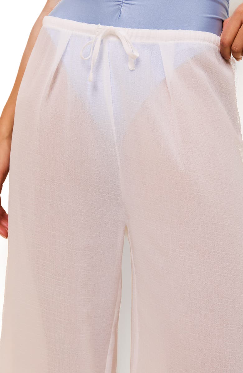 Solid & Striped Ashling Pleated Sheer Cover-Up Pants, Alternate, color, Optic White