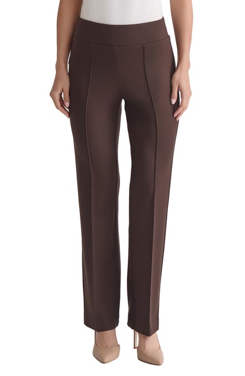 Jones New York Pintuck Pull-on Straight Leg Pants In Brown