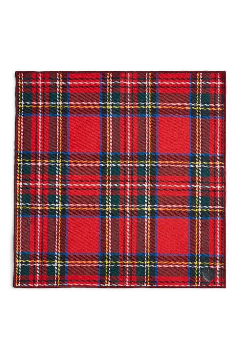 Red Tartan Plaid Wool Pocket Square, Alternate, color, RED
