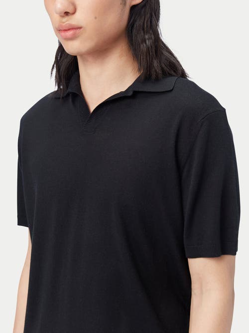 Gobi Mongolian Cashmere Silk Cashmere Polo Shirt In Black