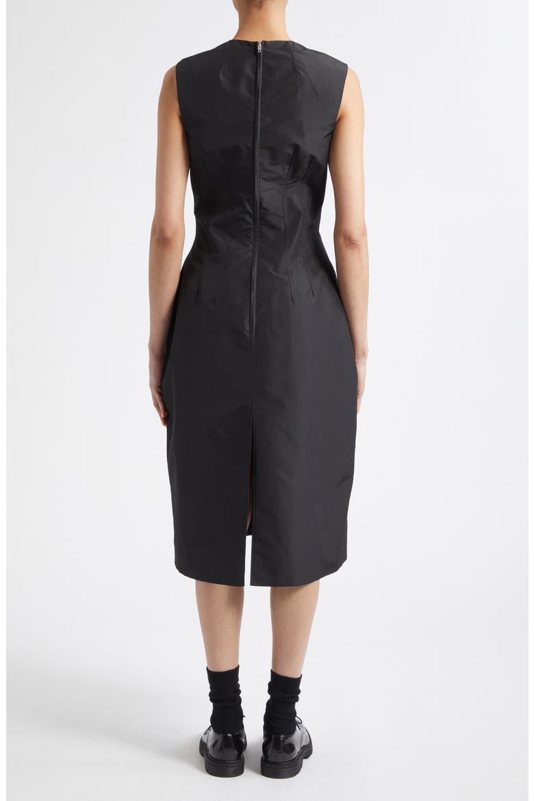 Technical Faille Midi Dress, Alternate, color, BLACK