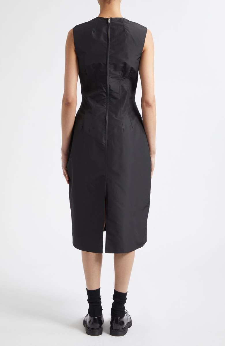 Jil Sander Technical Faille Midi Dress, Alternate, color, Black