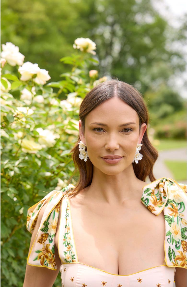 Alex and Ani New York Botanical Garden<sup>®</sup> 2-in-1 Poppy Statement Earrings, Alternate, color, White