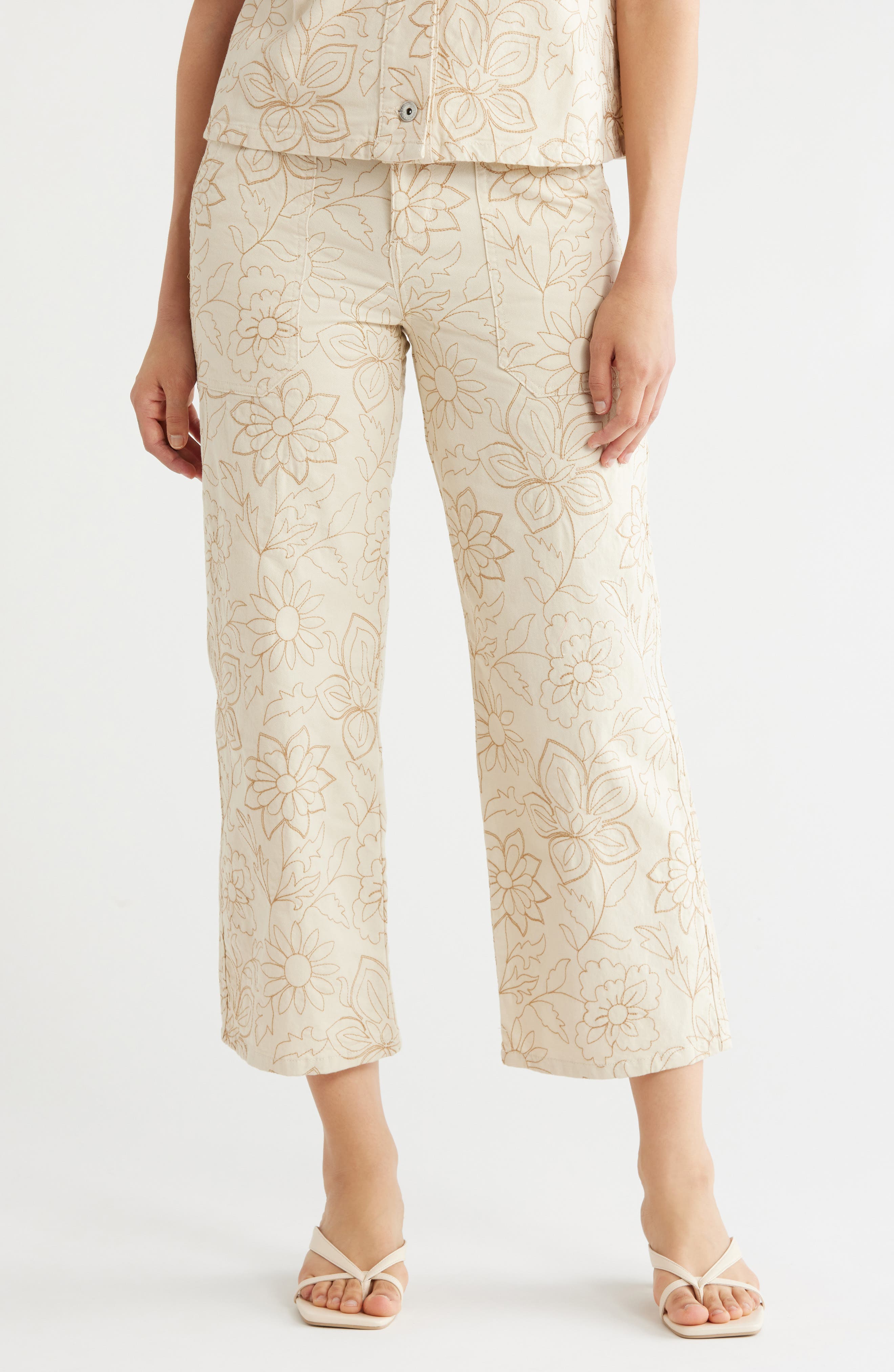 Sanctuary Terrace Floral Embroidered Crop Pants