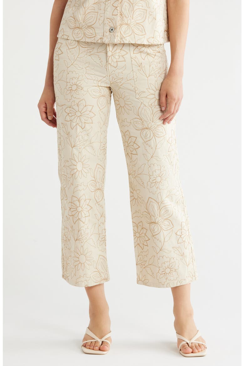 Terrace Floral Embroidered Crop Pants, Main, color, NEW NATURAL WHITE