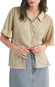 WISHLIST Pleated Satin Shirt