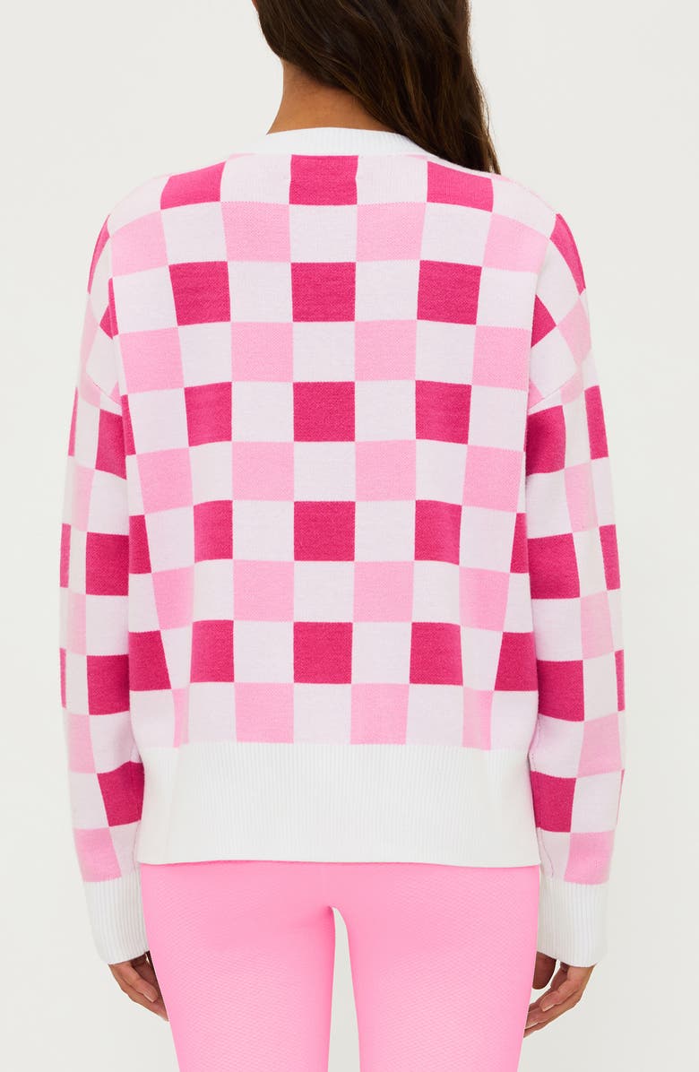 Beach Riot Callie Checkered Sweater, Alternate, color, Peony Petal Checker