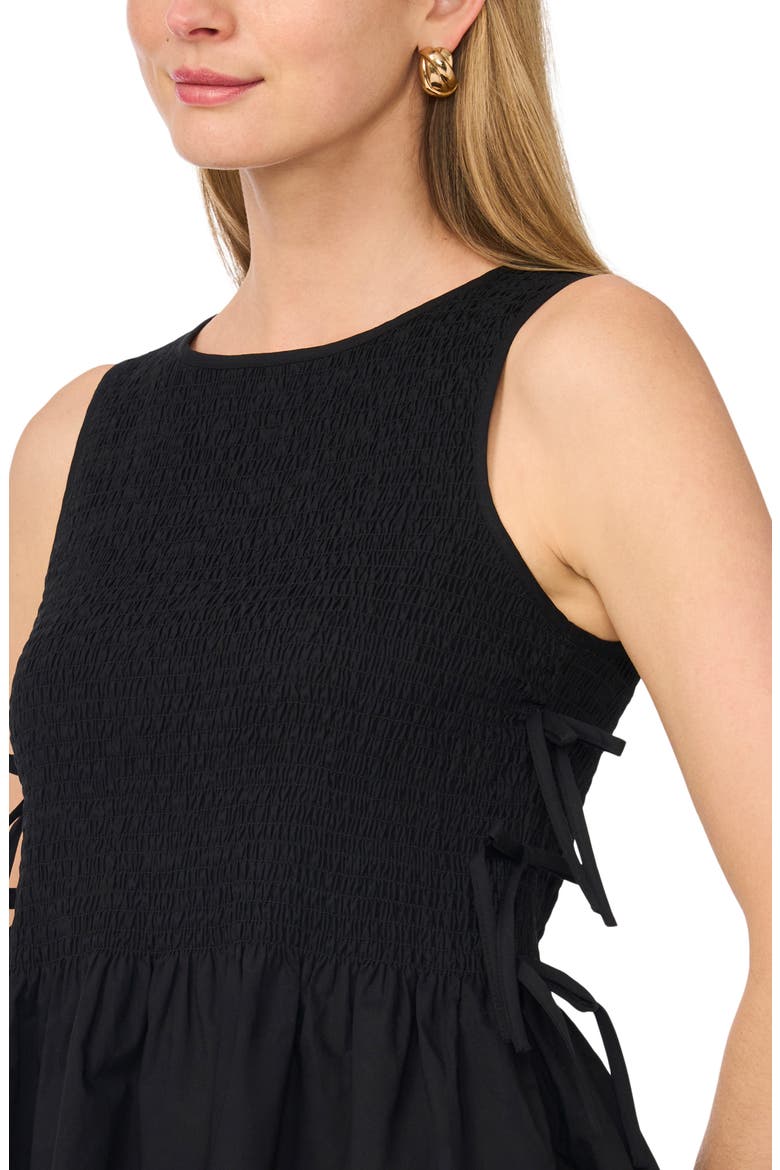 Smocked Bow Tank Minidress, Alternate, color, RICH BLACK