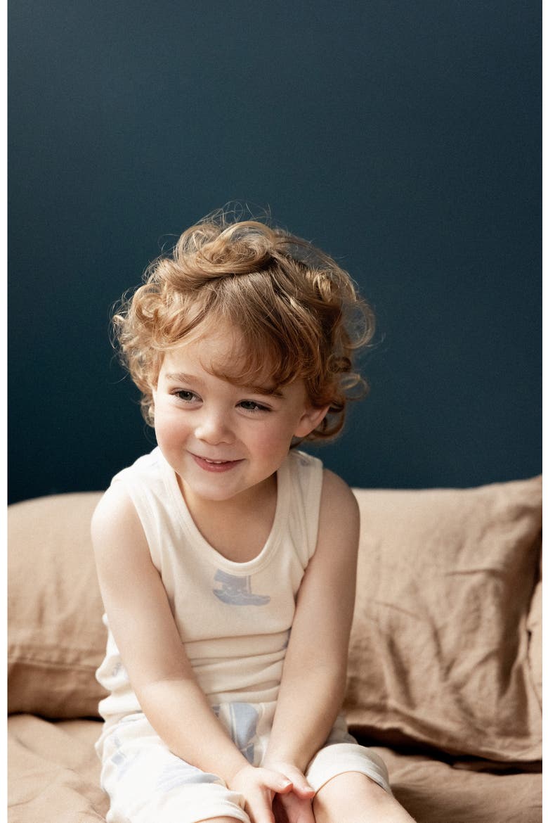 Kids' Print Organic Cotton Two-Piece Short Pajamas, Alternate, color, REGATTA BLUE PRINT