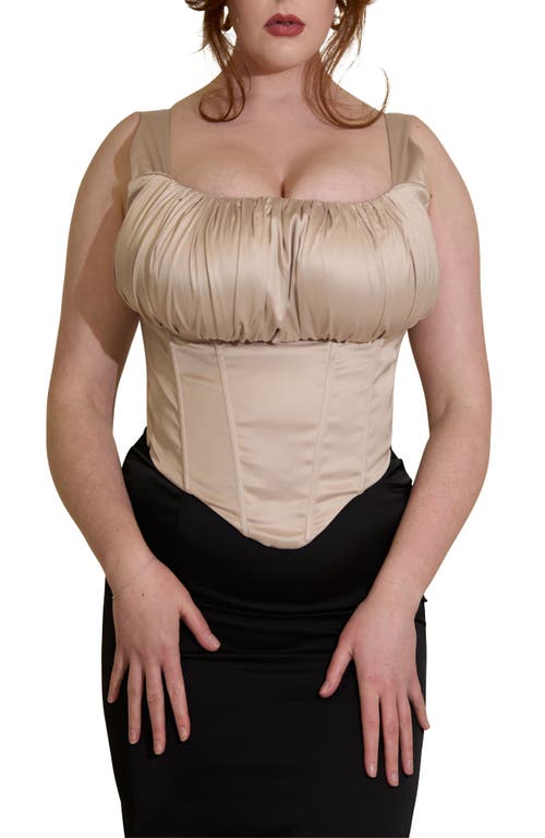 Taideux Alyssa Fuller Bust Satin Corset Top in Champagne at Nordstrom, Size 5X-Large