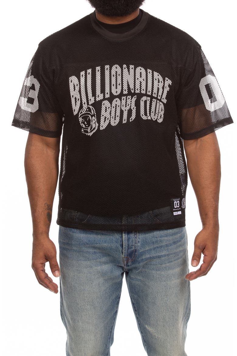 Varsity Mesh Graphic T-Shirt, Main, color, BLACK