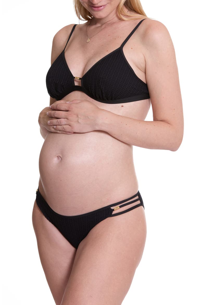 Milos Triangle Maternity Bikini, Alternate, color, BLACK
