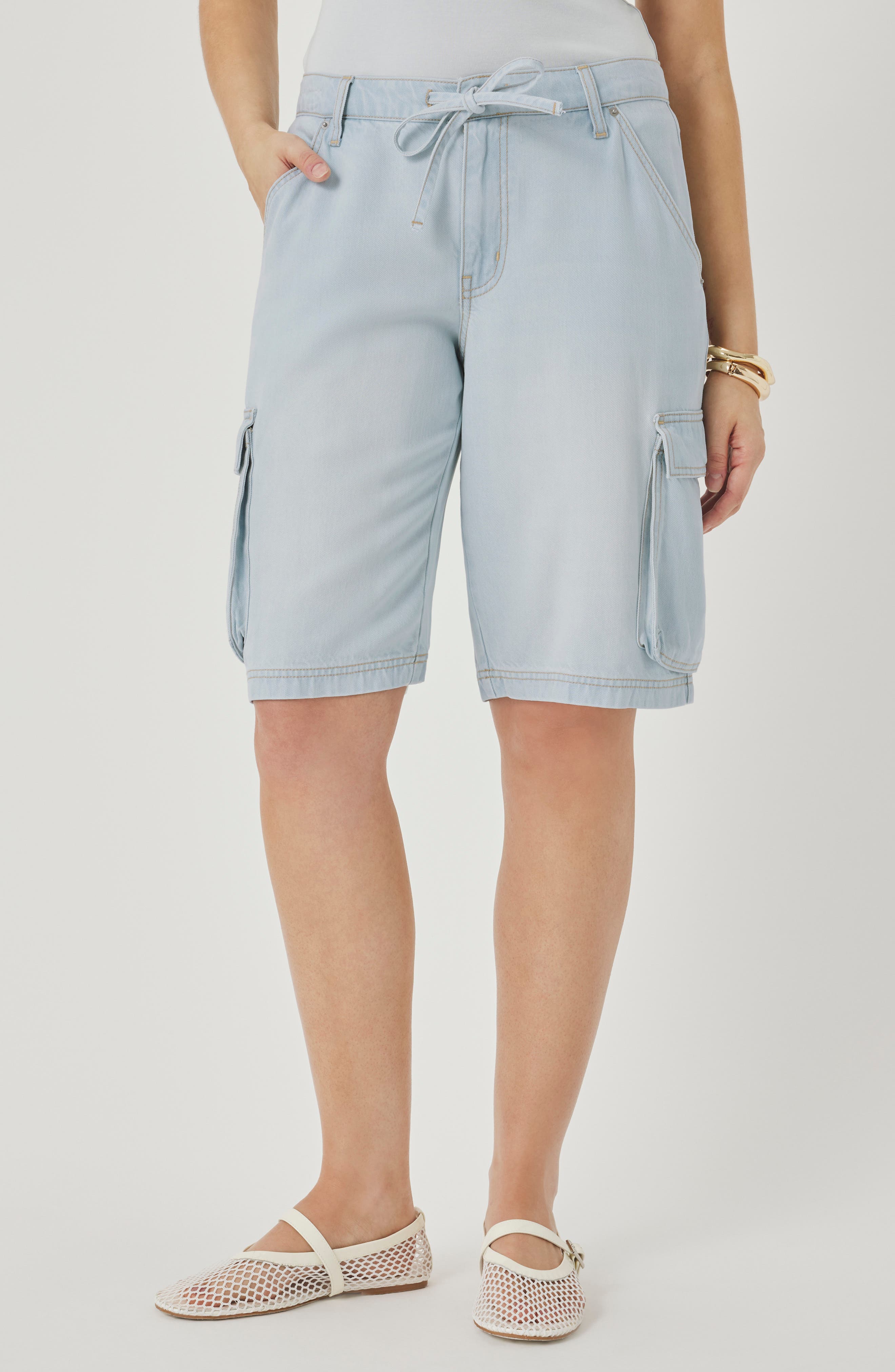 Denim Cargo Shorts - image 5