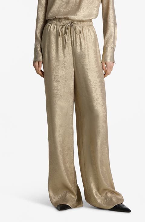 Metallic Pull-On Pants