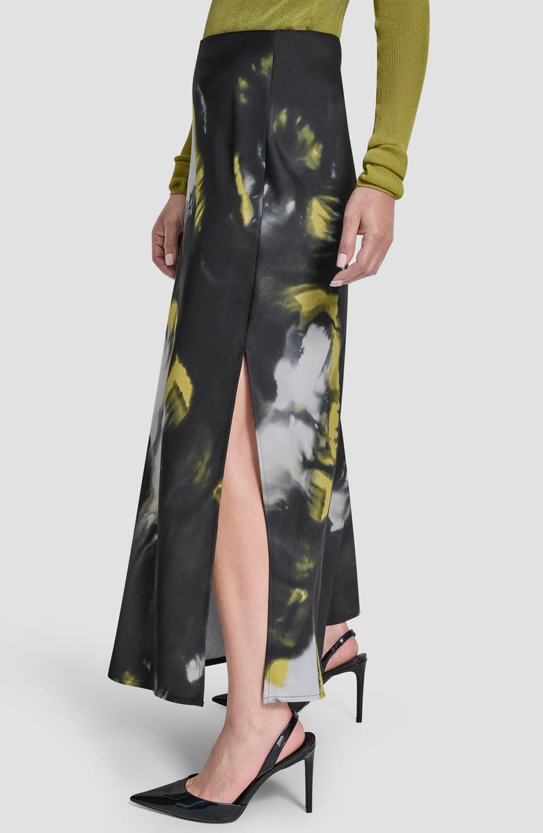 DKNY Printed Bias Cut Maxi Skirt, Alternate, color, Marbled Citronella