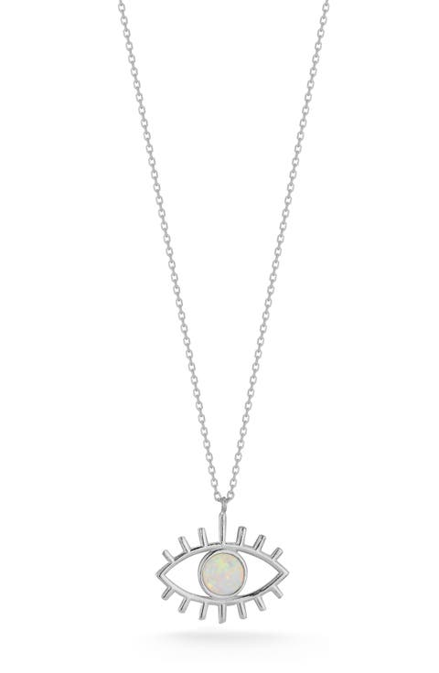 Synthetic Opal Evil Eye Pendant Necklace