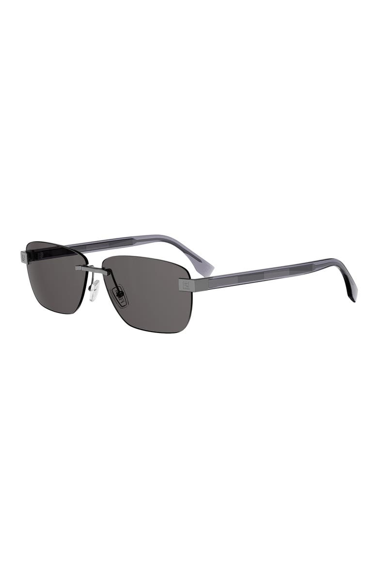 Sky 61mm Rectangular Sunglasses, Alternate, color, SHINY LIGHT RUTHENIUM / SMOKE