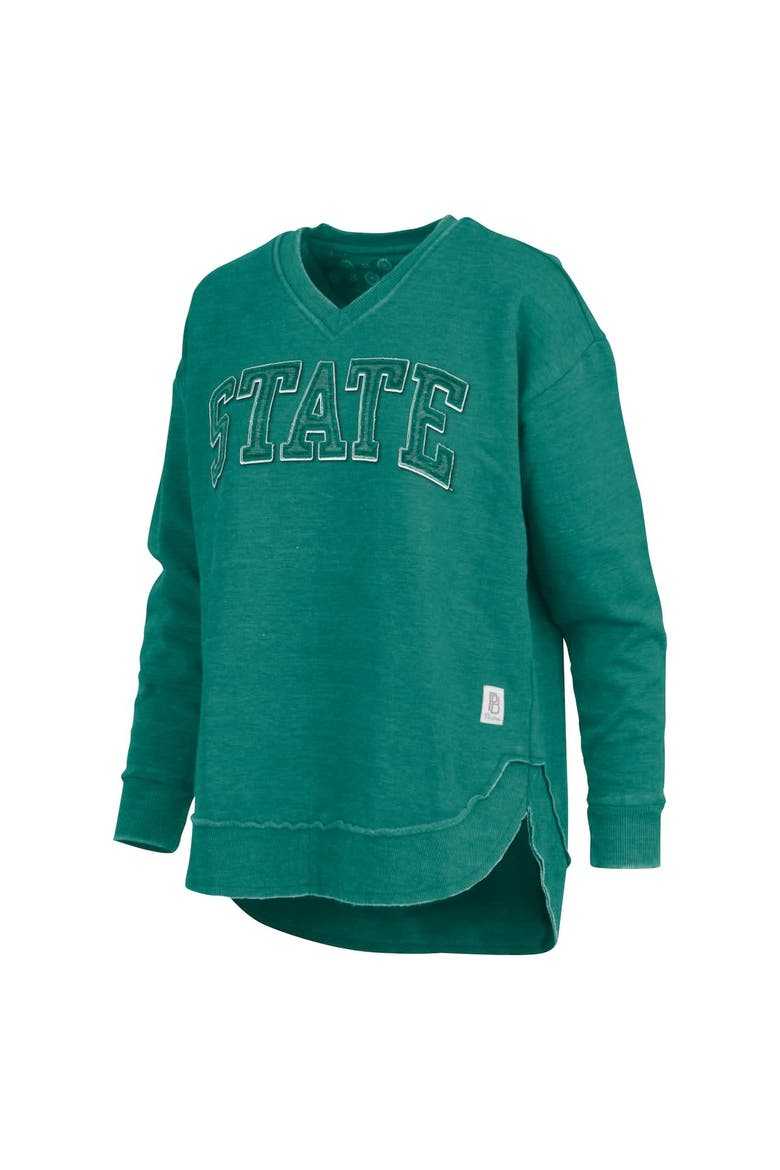 Women's Pressbox  Green Michigan State Spartans Westin Poncho V-Neck Pullover Sweatshirt, Alternate, color, Green
