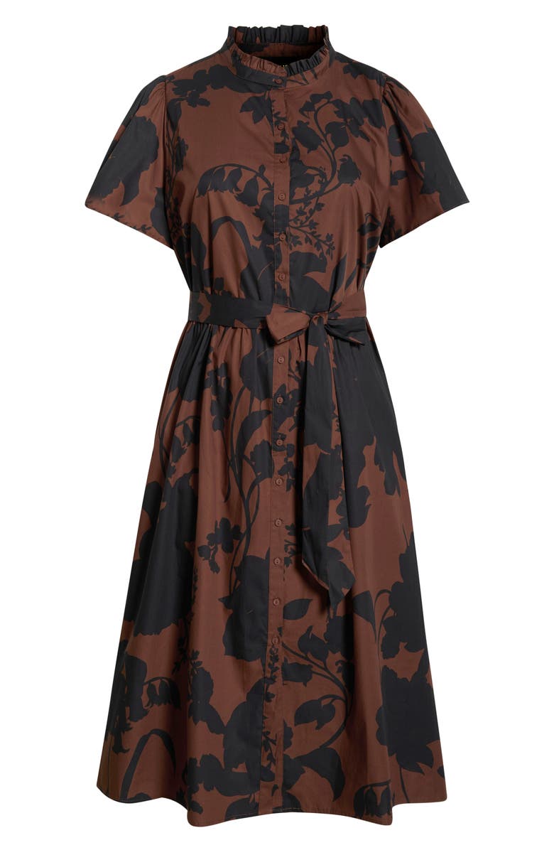 SUGARLIPS Somerton Floral Print Tie Waist Midi Dress, Alternate, color, Chocolate