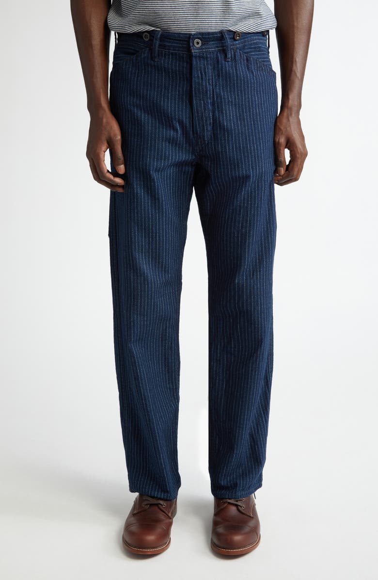 Double RL Eastman Pinstripe Buckle Back Cotton Pants, Main, color, 