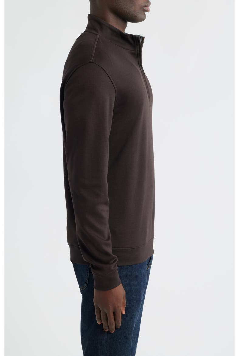 Pima Cotton Interlock Quarter Zip Pullover, Alternate, color, DARK CHOCOLATE