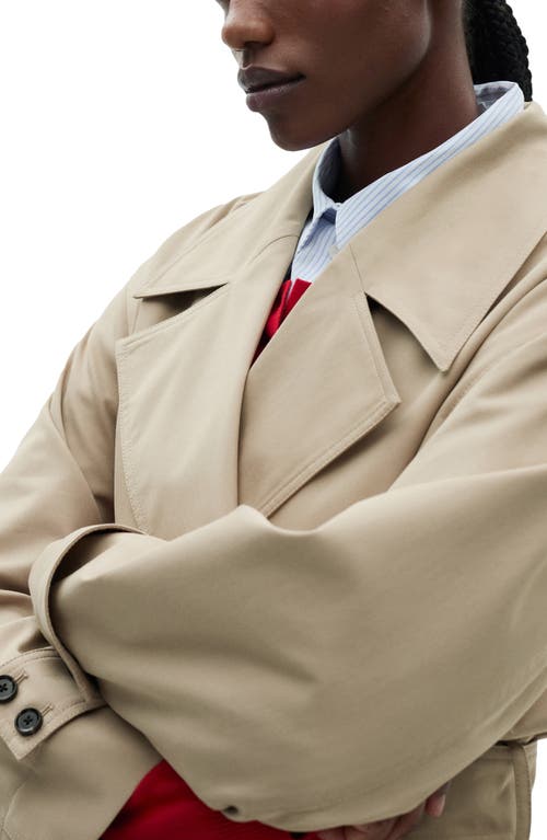 Mango Oversize Tie Waist Double Breasted Trench Coat In Khaki