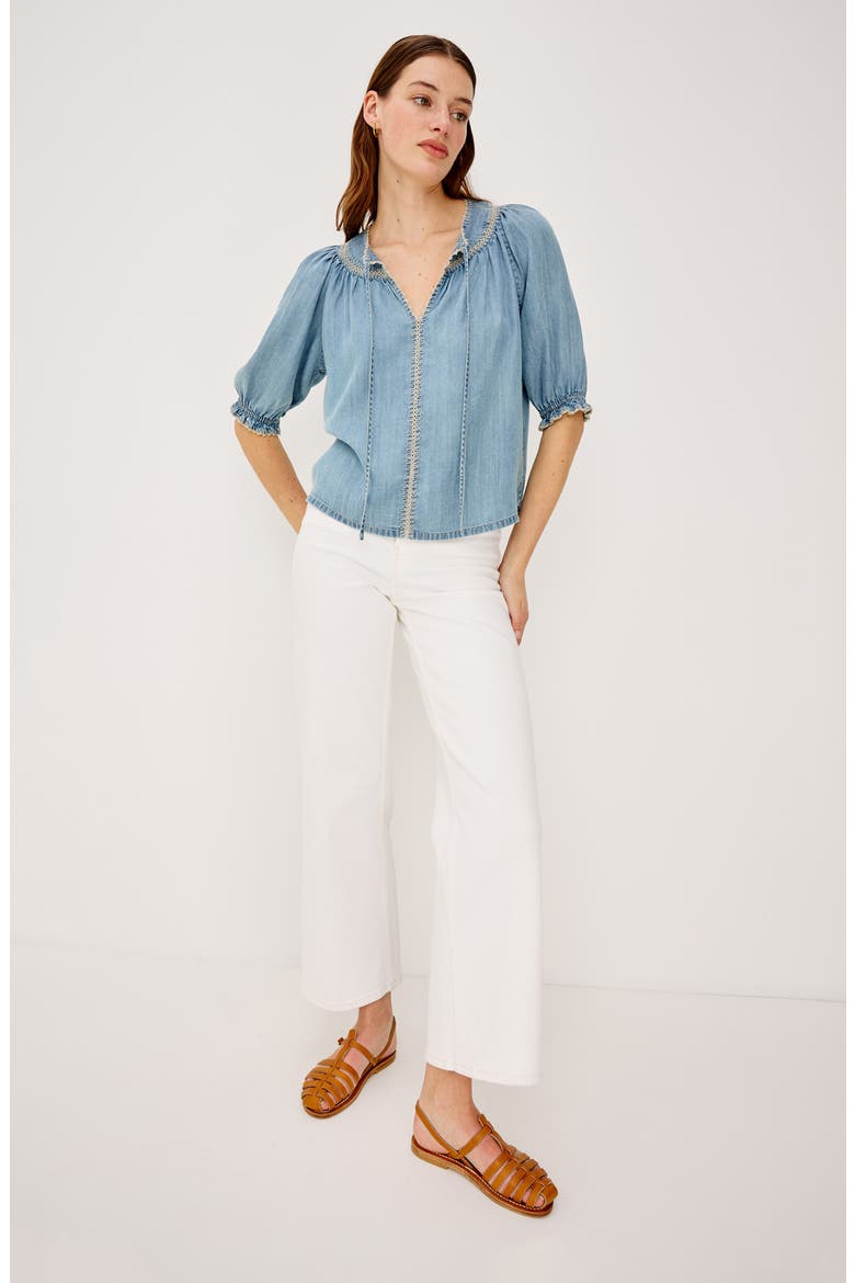 Belina Chambray Top, Alternate, color, WASHED BLUE
