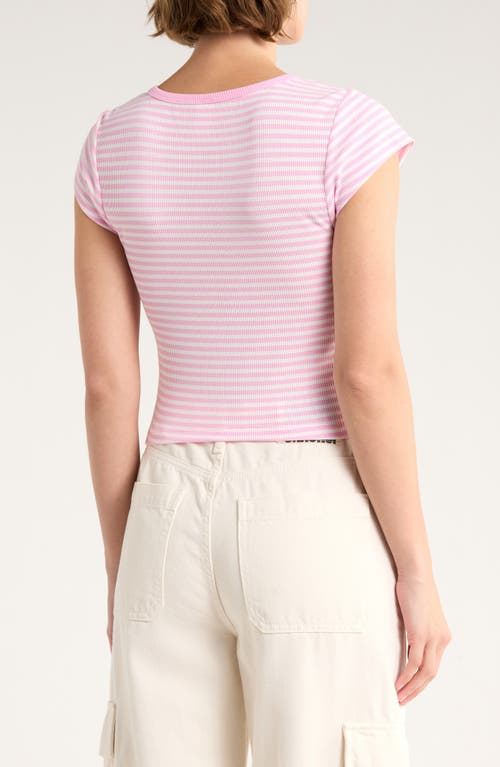 Abound Cap Sleeve Crop Organic Cotton & Cashmere Henley In Multi