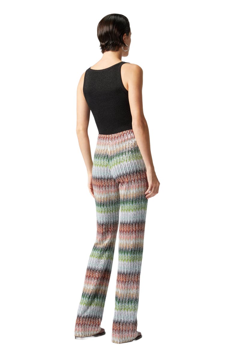 Missoni Flared Trousers In Gradient Zig Zag Knit With Sequins, Alternate, color, Multicoloured