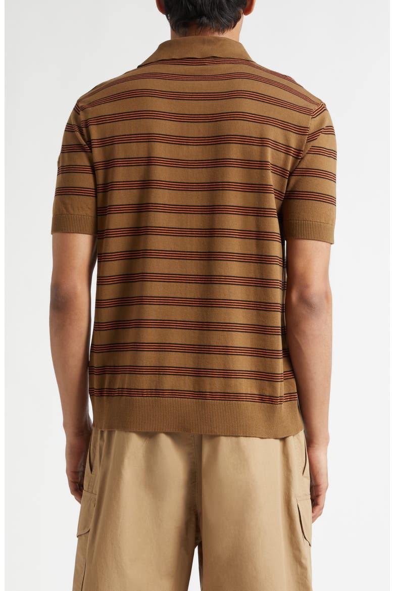 Stripe Logo Patch Polo, Alternate, color, BROWN