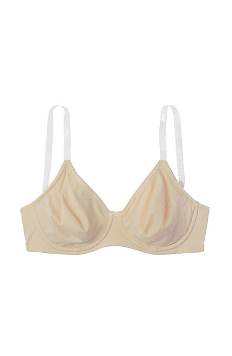 LASCANA Clear Strap Underwire T-Shirt Bra, Alternate, color, Tan