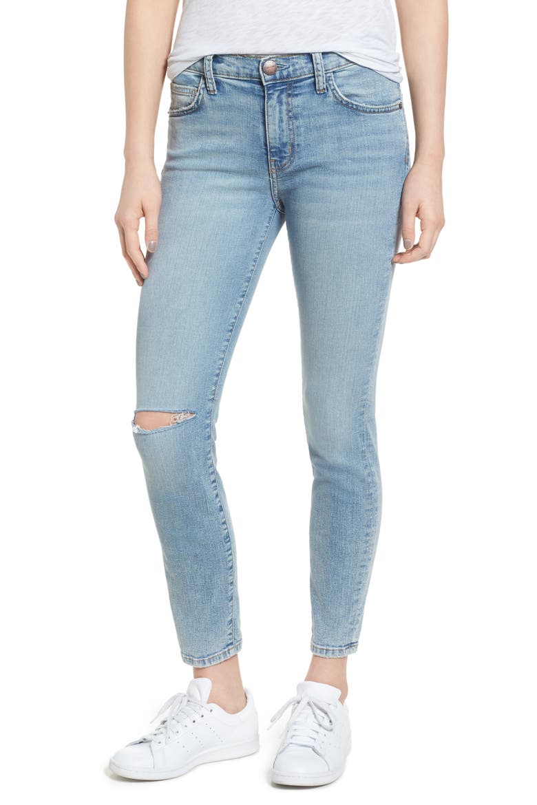 The Stiletto High Waist Ankle Skinny Jeans, Main, color, SEVILLE KNEE SLIT DESTROYED