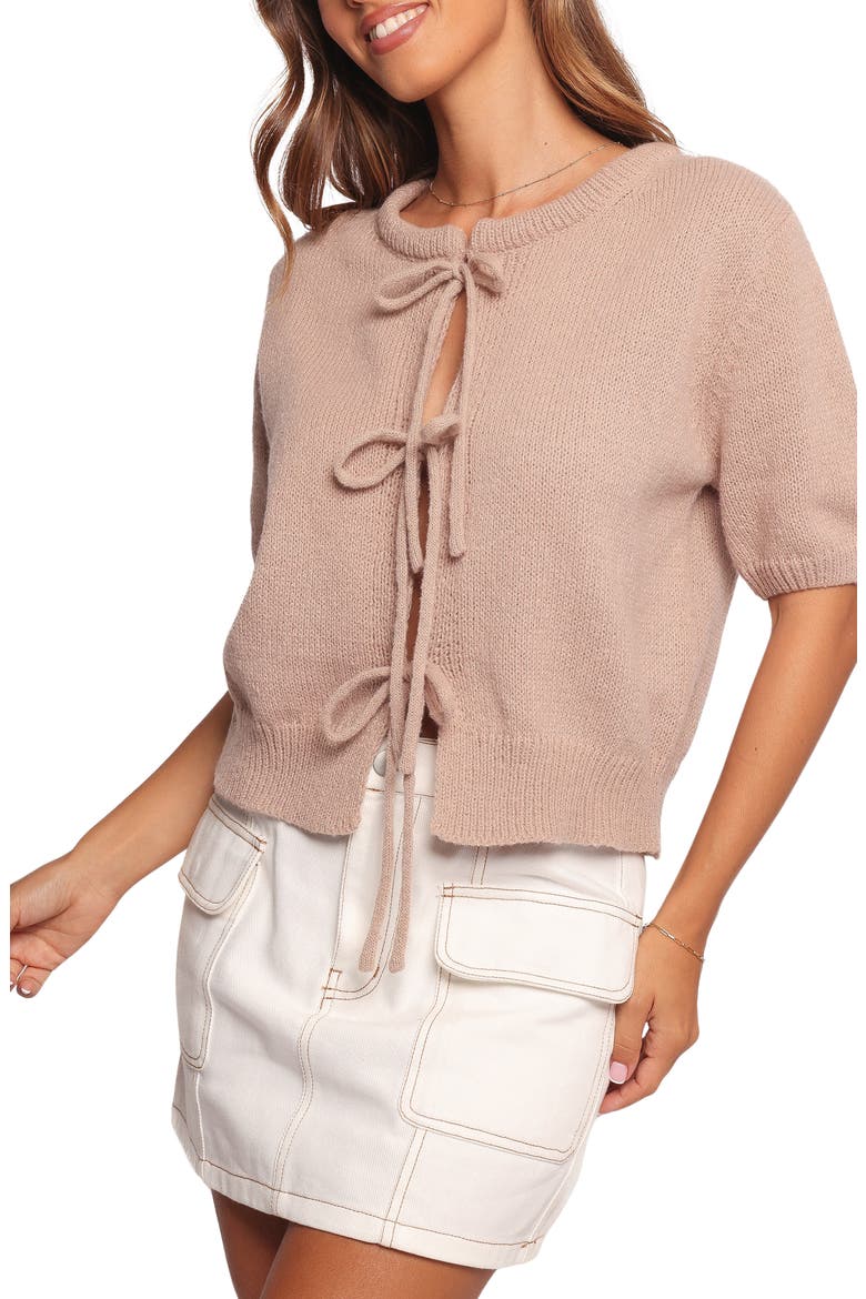 Koskie Tie Front Knit Top, Main, color, TAUPE