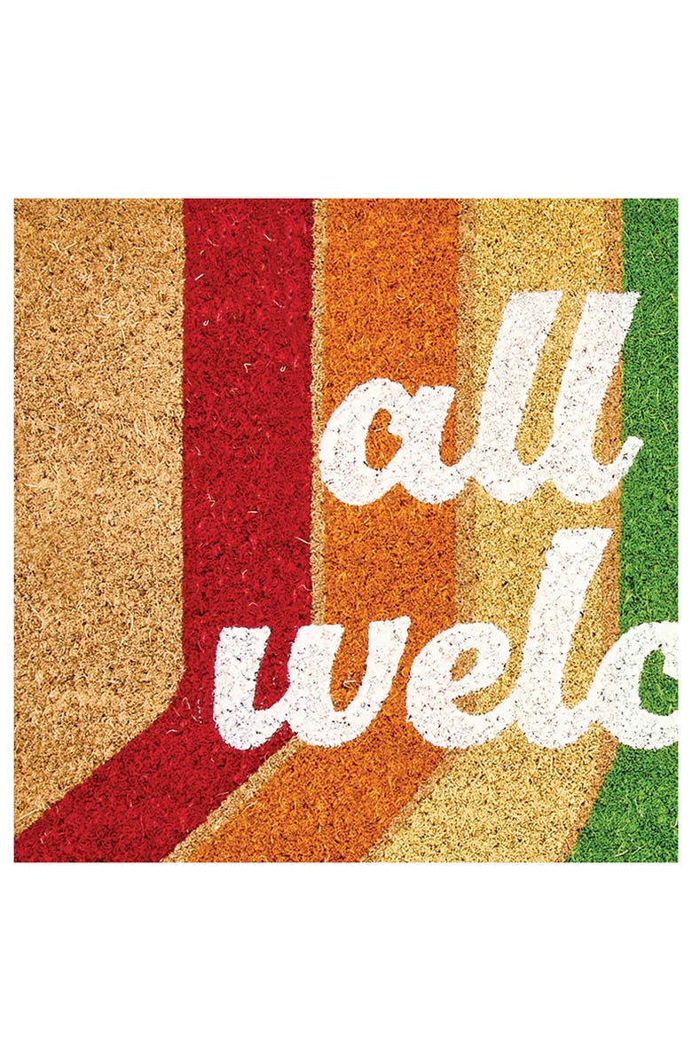 mDesign Half-Round Coir Welcome Doormat with Rainbow Design, Natural Fiber Indoor/Outdoor Entryway Mat, Natural/Multi, Alternate, color, Natural