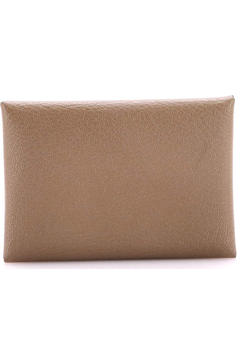 Pre-Owned Hermes Calvi Duo Card Holder Chevre Mysore, Alternate, color, Etoupe