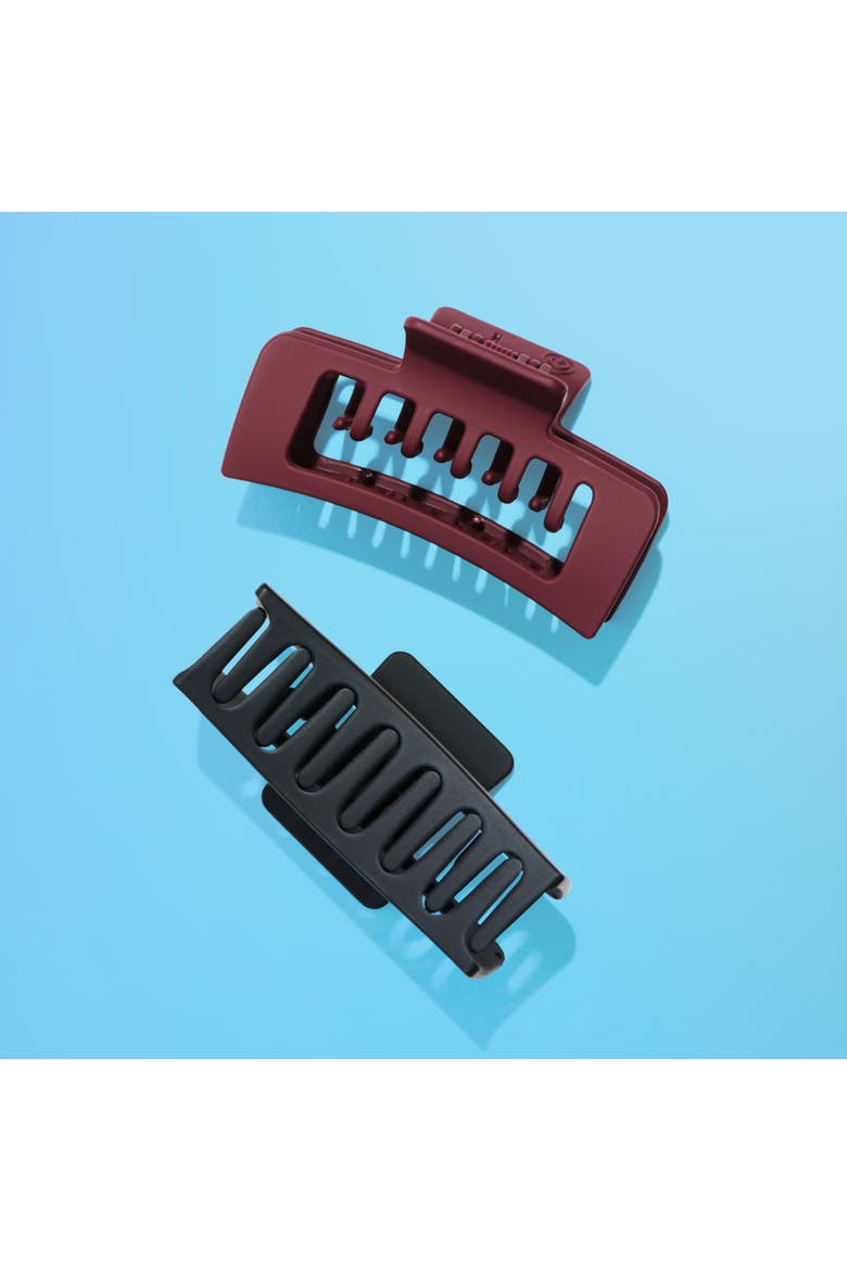 Rectangle Double Teeth Claw Clip, Alternate, color, Brown