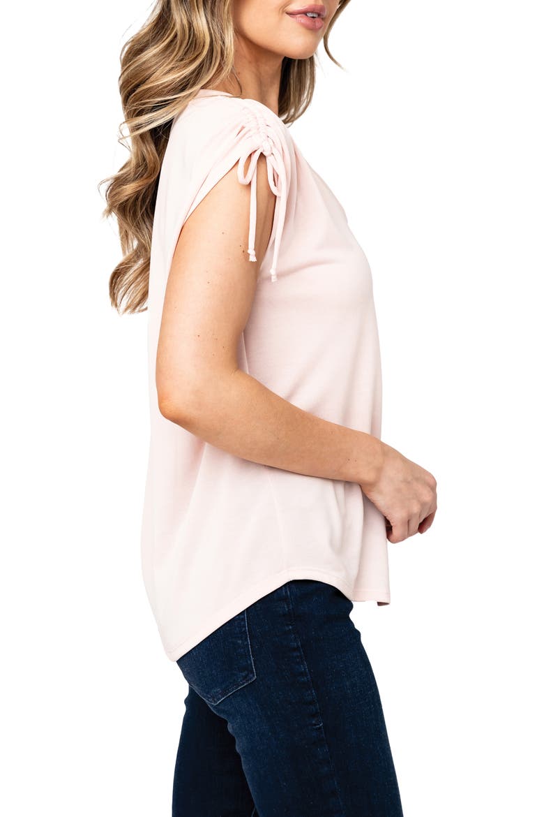 Cinched Shoulder Cap Sleeve T-Shirt, Alternate, color, BLUSH