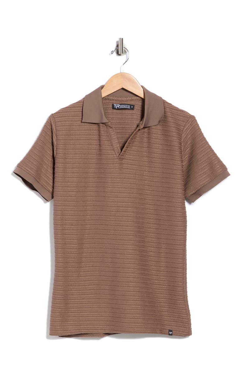 Modern Fit Textured Johnny Collar Polo Sweater, Alternate, color, TRUFFLE