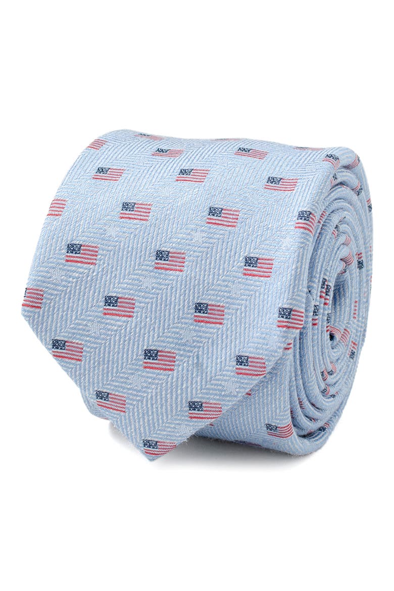American Flag Cotton Tie, Alternate, color, BLUE